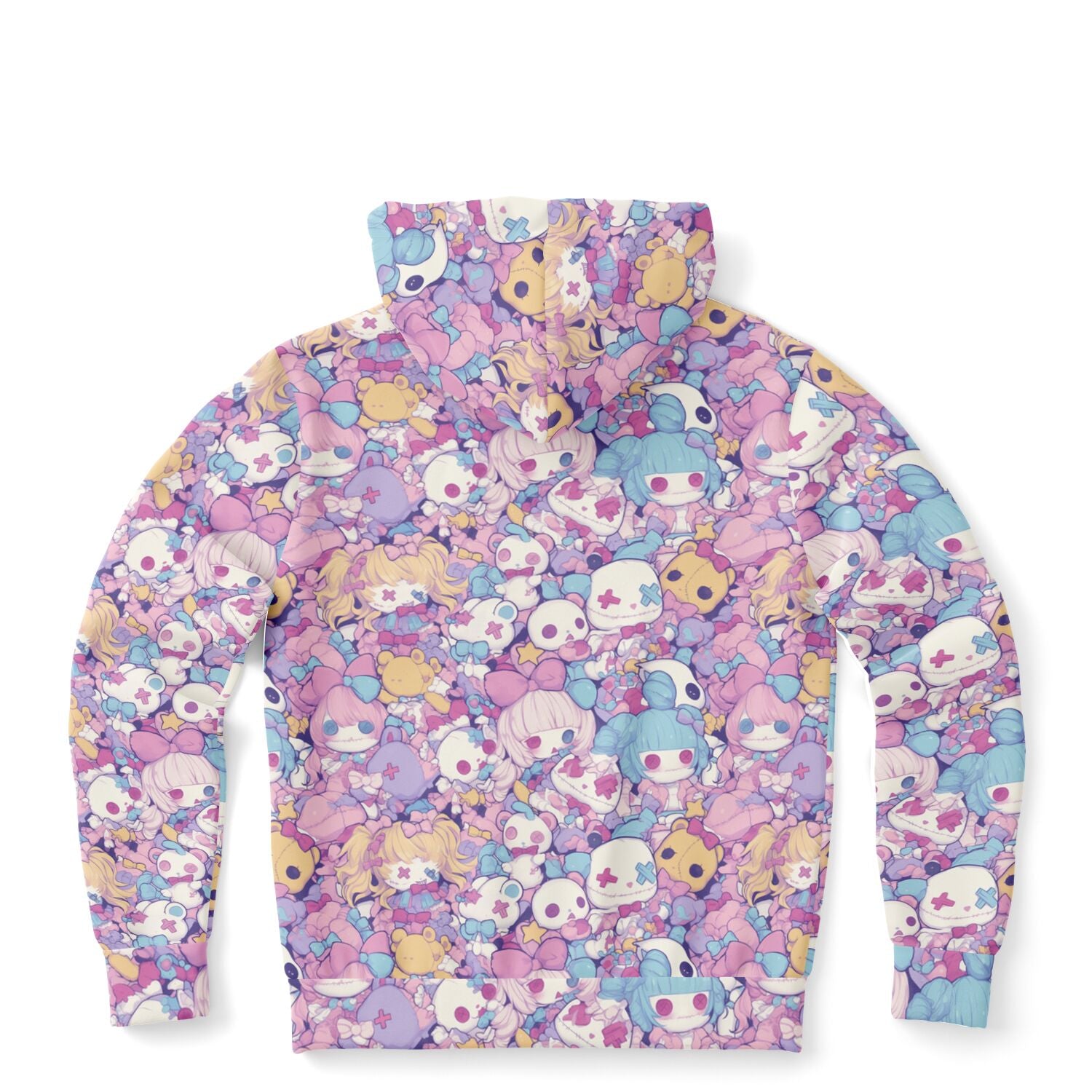 Cute pastel creepy dolls pattern Unisex AOP Zip Hoodie