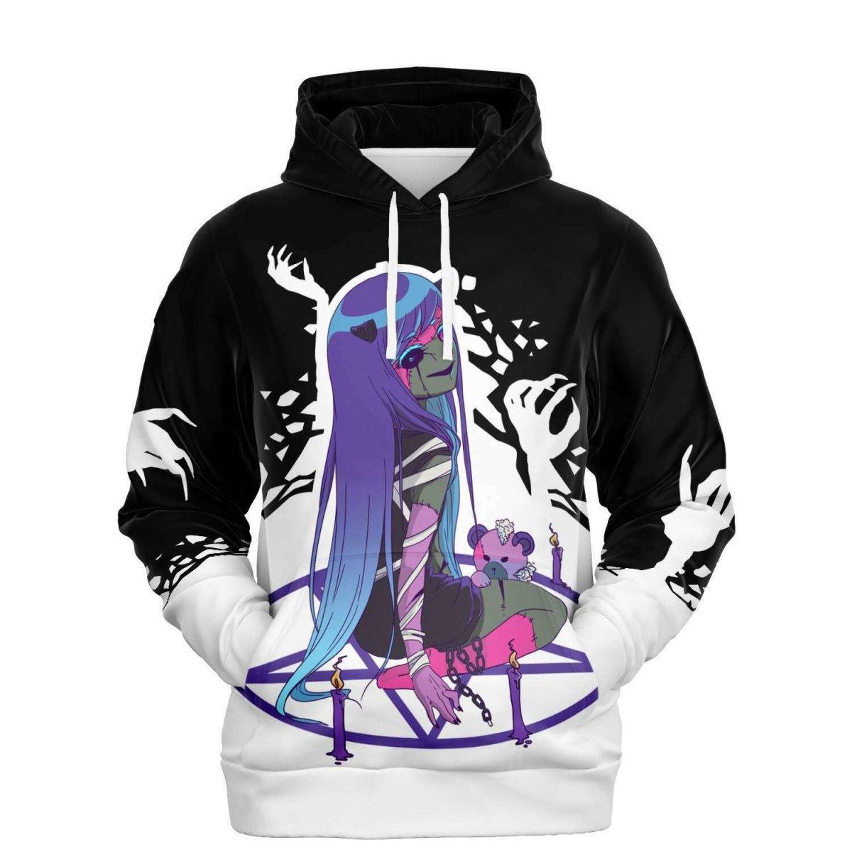 Chiroko Kawaii Creepy Cute Demon Anime Girl Unisex AOP Hoodie - kawaiiwaru