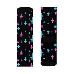 Crosses Black Sublimation Socks - kawaiiwaru