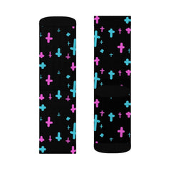 Crosses Black Sublimation Socks - kawaiiwaru