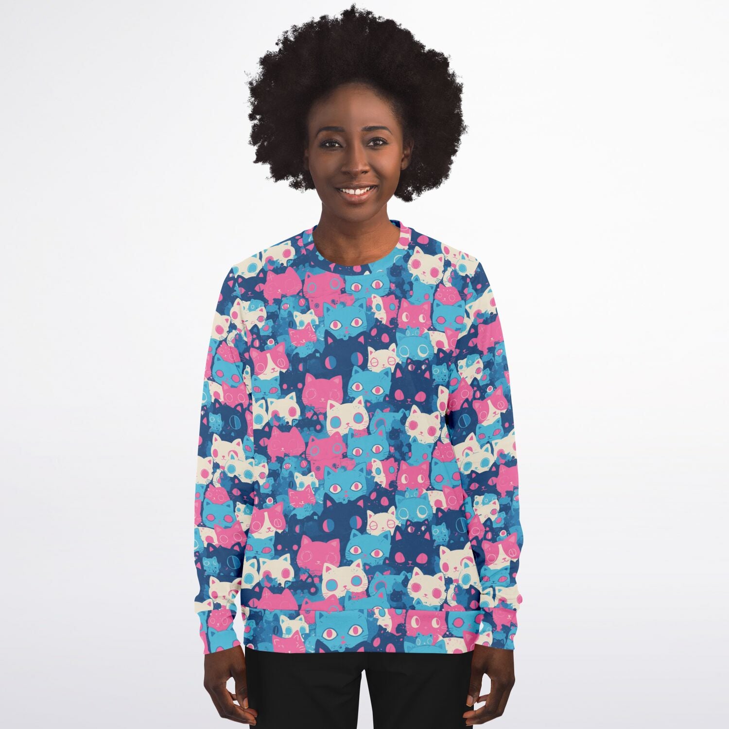 Cute pastel cat pattern AOP Sweatshirt