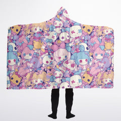 Cute pastel creepy dolls pattern Hooded Blanket Sherpa