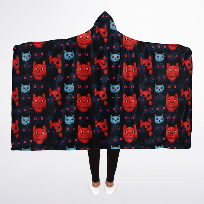 Cats of doom Japanese creepy art Hooded Blanket Sherpa