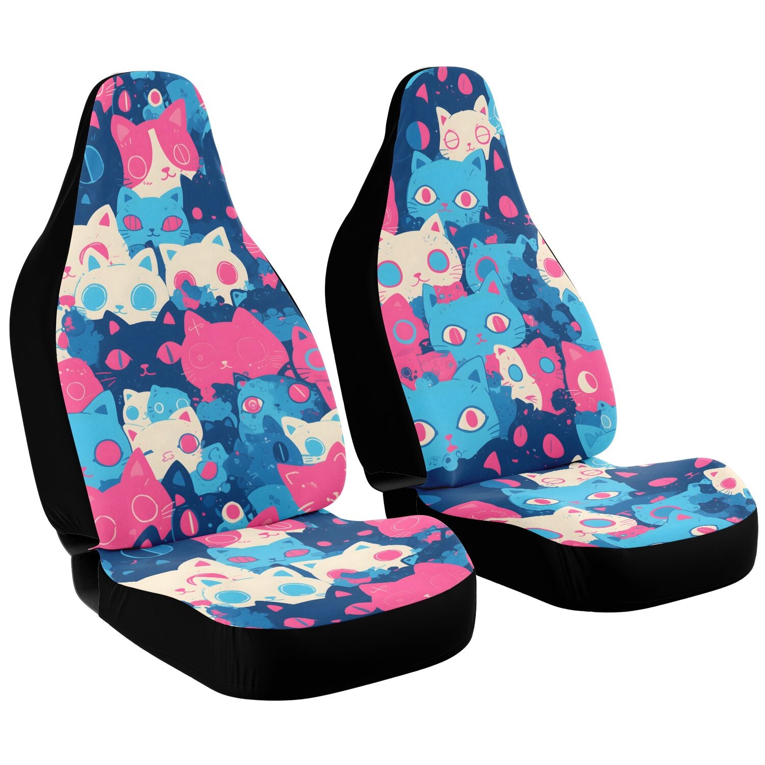 Cute pastel cat pattern Car Seat Cover (x2)