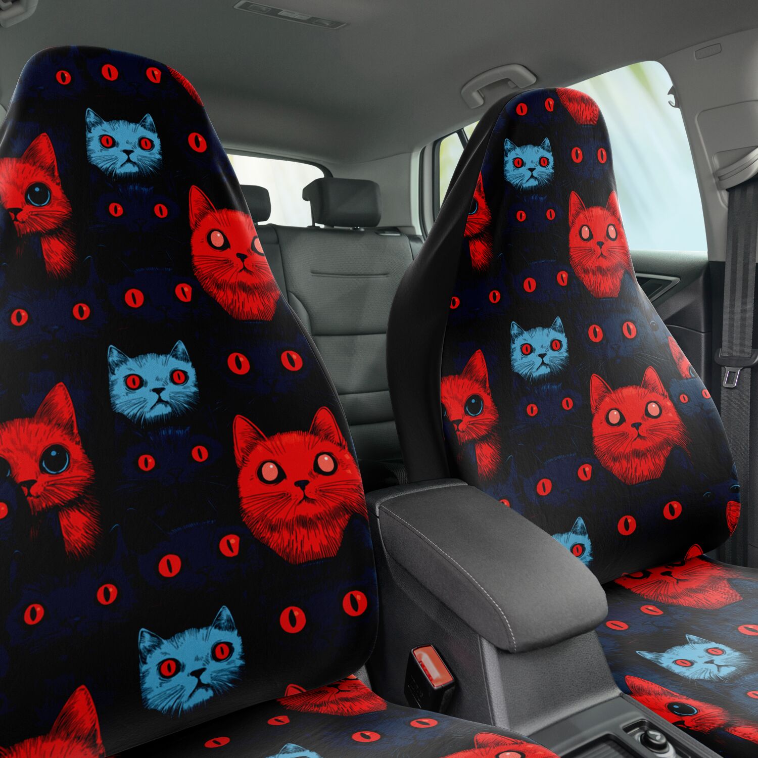 Cats of doom Japanese creepy art Car Seat Cover (x2)