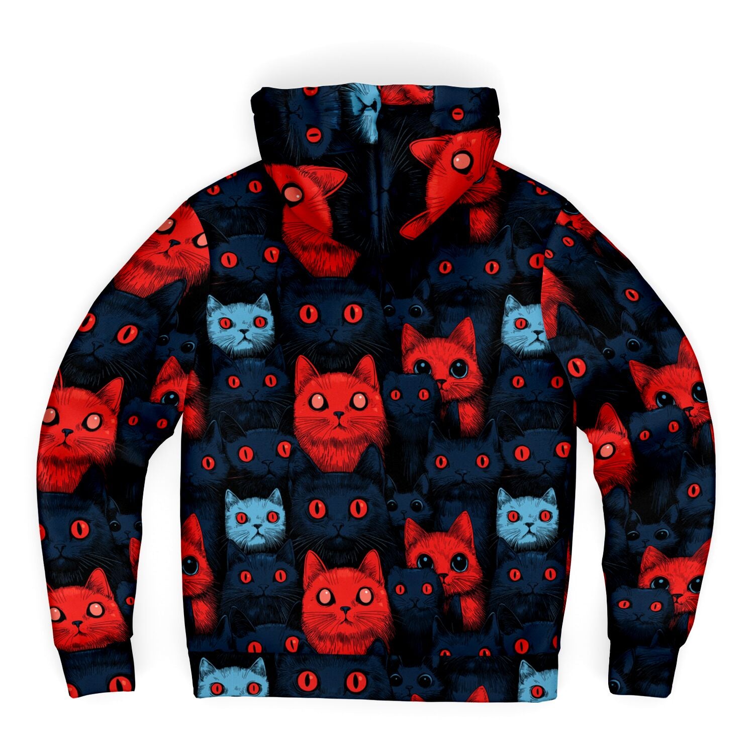 Cats of doom Japanese creepy art Sherpa Jacket Hoodie