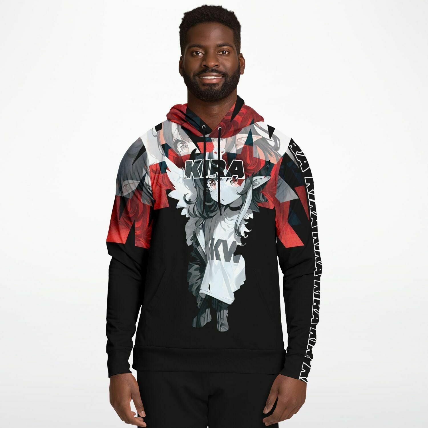 Kira - Demon Angel Elf Cyberpunk cute anime girl Unisex AOP Hoodie - kawaiiwaru