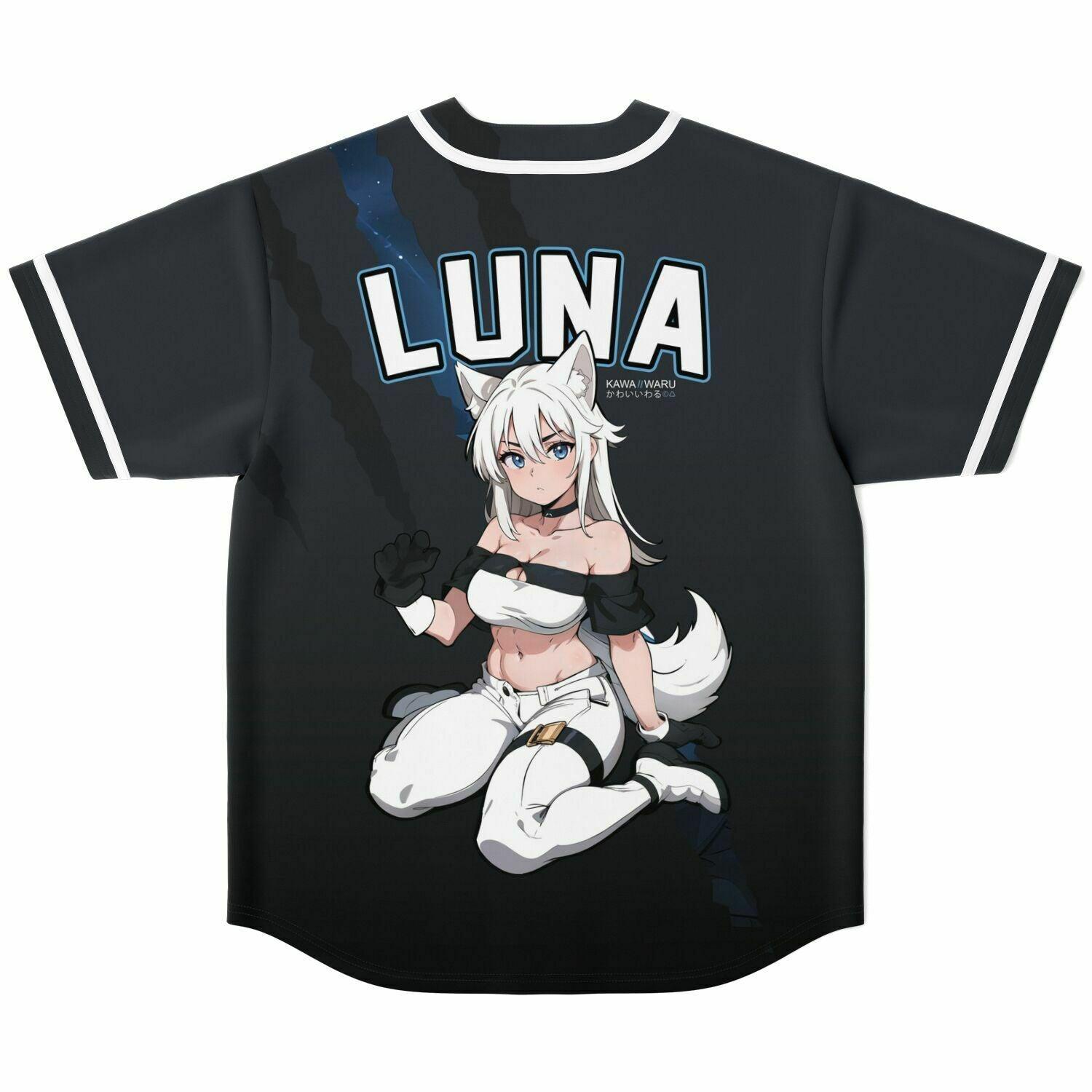 Luna - Wolf anime girl werewolf Unisex Baseball Jersey t-shirt - AOP - kawaiiwaru
