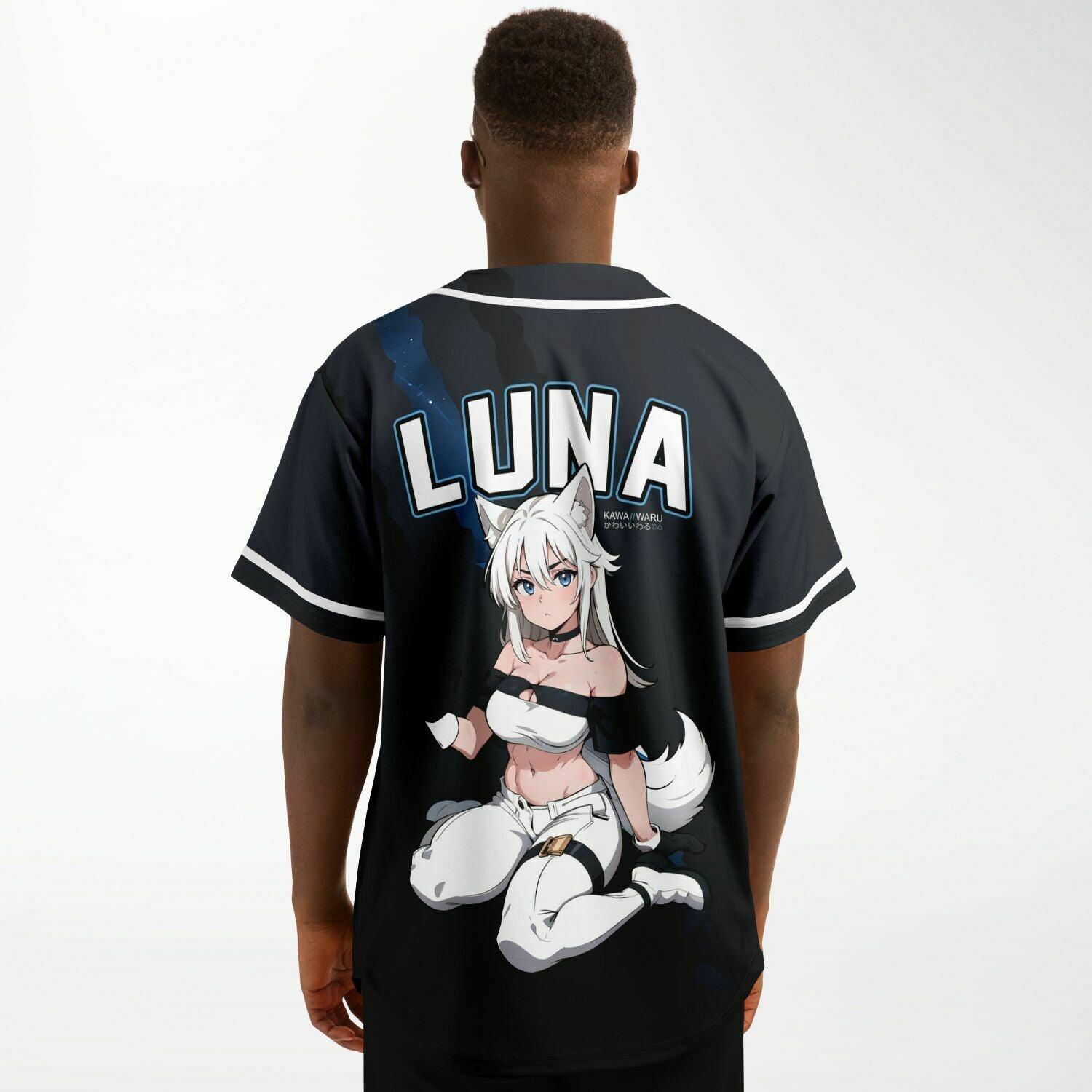 Luna - Wolf anime girl werewolf Unisex Baseball Jersey t-shirt - AOP - kawaiiwaru