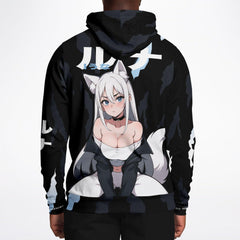 Luna - Wolf girl neko Anime Girl AOP Hoodie - kawaiiwaru