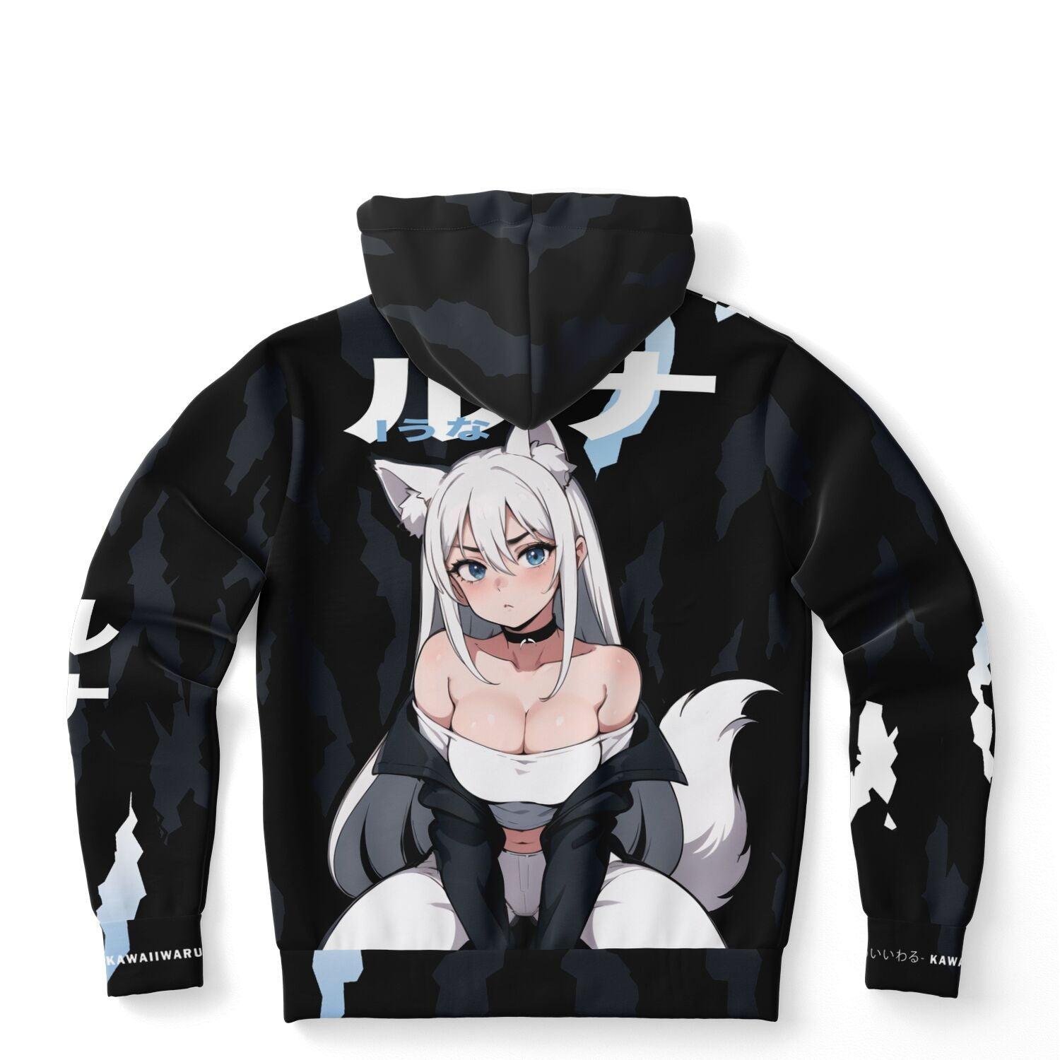 Luna - Wolf girl neko Anime Girl AOP Hoodie - kawaiiwaru