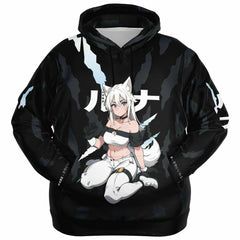 Luna - Wolf girl neko Anime Girl AOP Plus-size Unisex Hoodie (up to 6xl) - kawaiiwaru