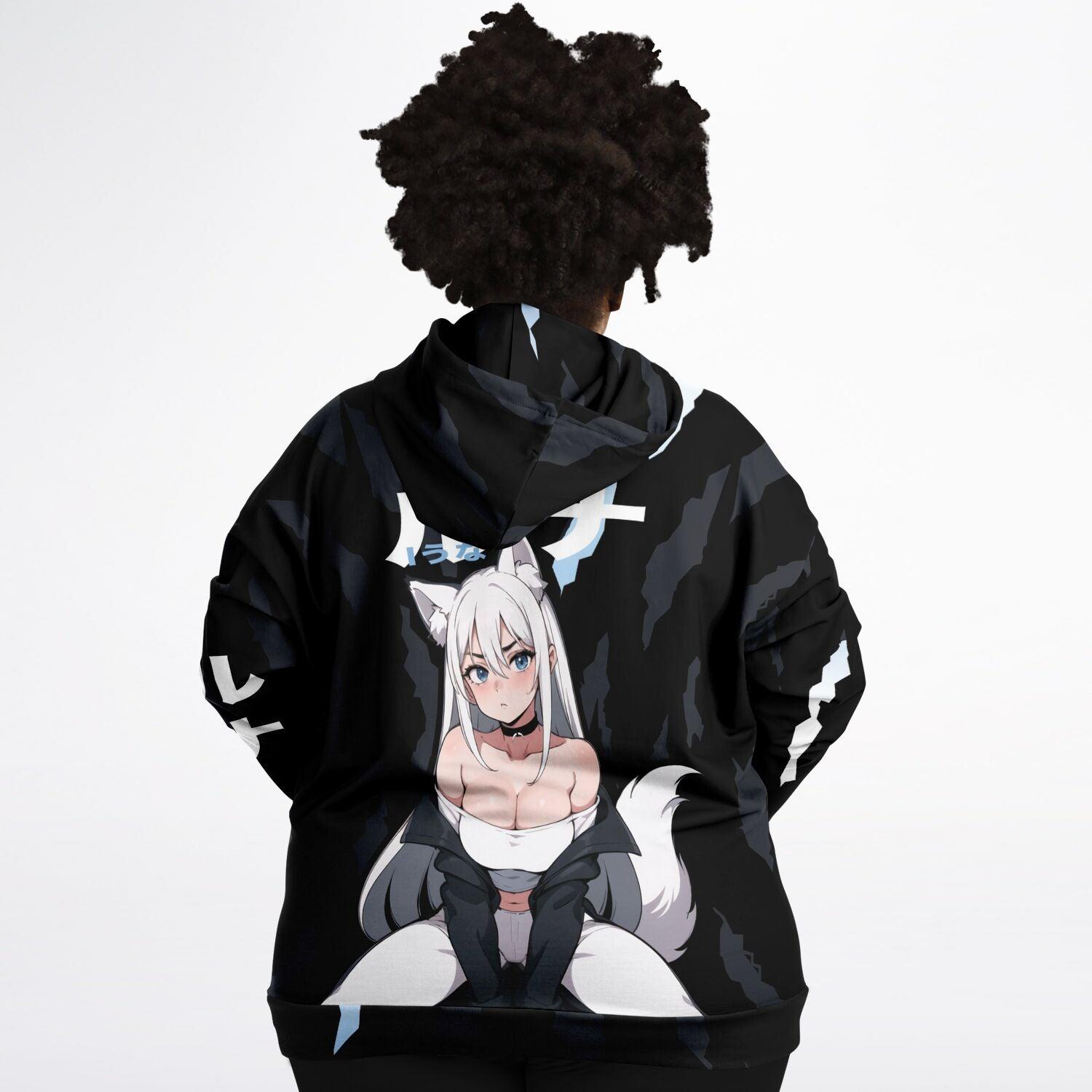 Luna - Wolf girl neko Anime Girl AOP Plus-size Unisex Hoodie (up to 6xl) - kawaiiwaru