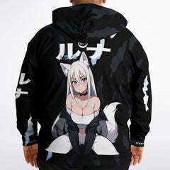 Luna - Wolf girl neko Anime Girl AOP Plus-size Unisex Hoodie (up to 6xl) - kawaiiwaru