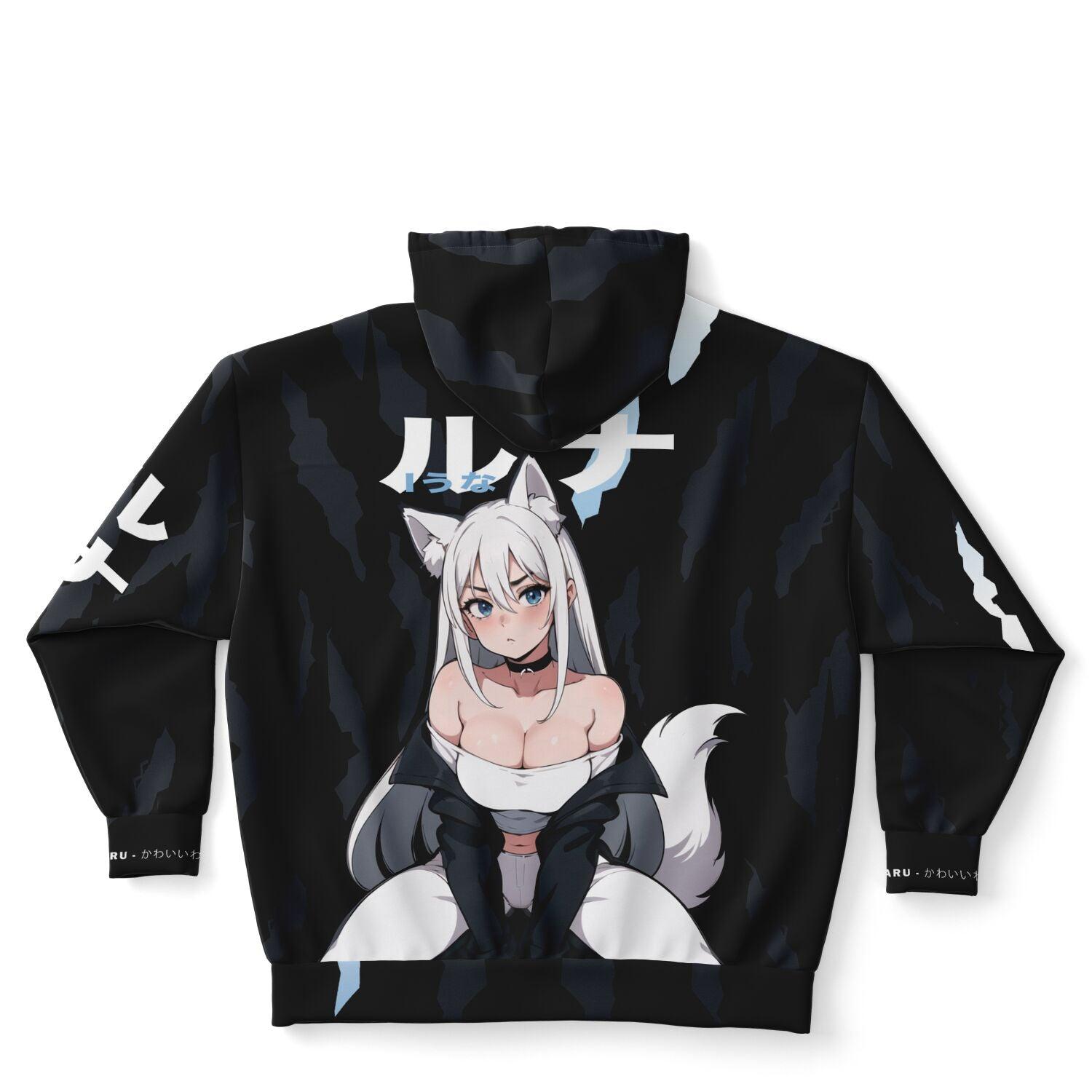 Luna - Wolf girl neko Anime Girl AOP Plus-size Unisex Hoodie (up to 6xl) - kawaiiwaru