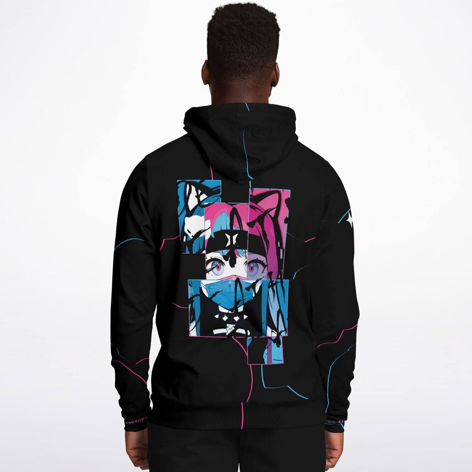 Meena - Creepy cute skeletal kawaii anime girl Unisex AOP Hoodie - kawaiiwaru