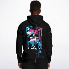 Meena - Creepy cute skeletal kawaii anime girl Unisex AOP Hoodie - kawaiiwaru
