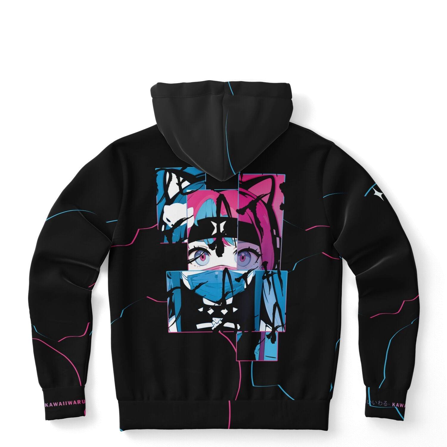 Meena - Creepy cute skeletal kawaii anime girl Unisex AOP Hoodie - kawaiiwaru