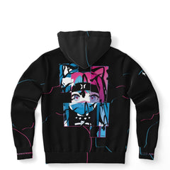 Meena - Creepy cute skeletal kawaii anime girl Unisex AOP Hoodie - kawaiiwaru