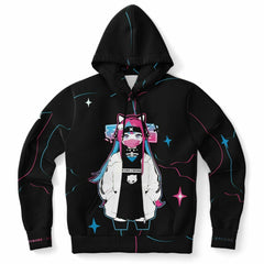 Meena - Creepy cute skeletal kawaii anime girl Unisex AOP Hoodie - kawaiiwaru