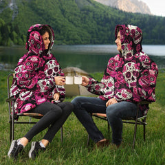 Pink Candy Skull Snug Hoodie - kawaiiwaru