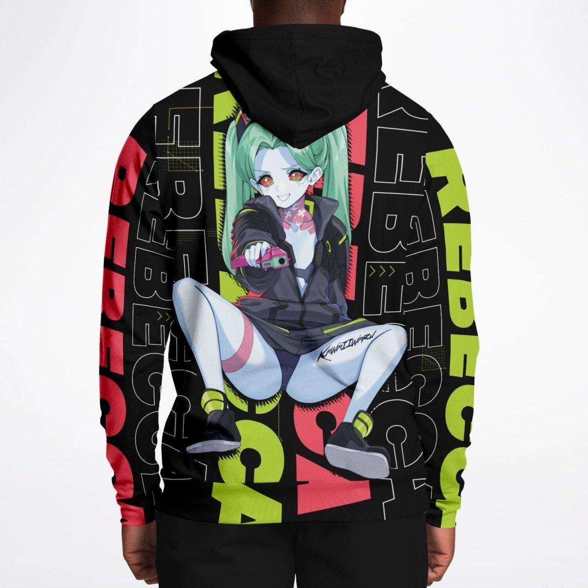 Rebecca - Cyberpunk Anime Girl Unisex AOP Hoodie - kawaiiwaru