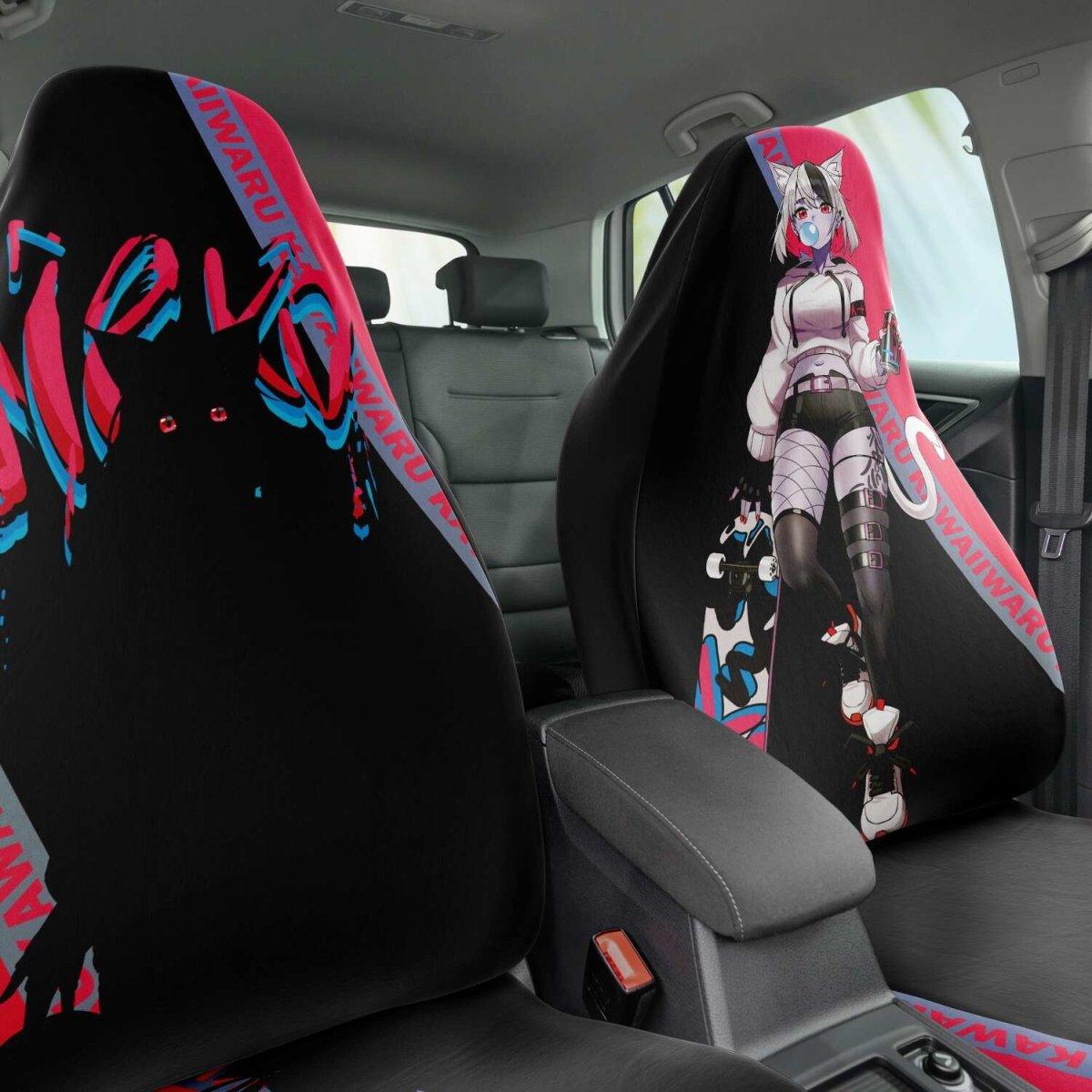 Tori - Trippy watermelon - Neko skater anime girl Car Seat Cover (x2) - kawaiiwaru