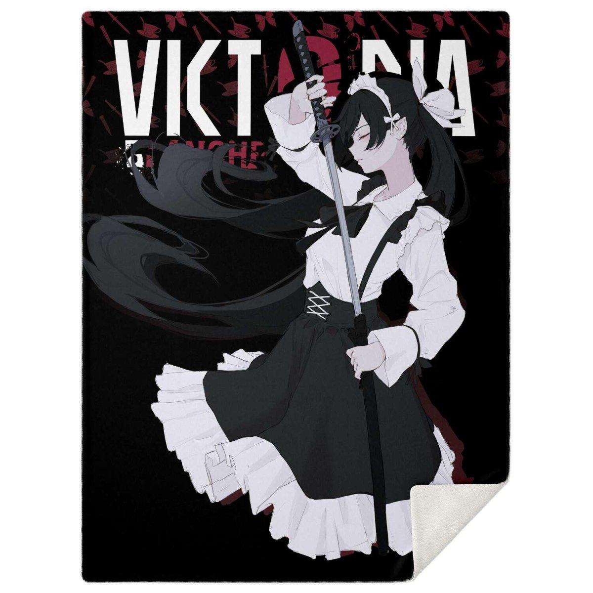 Victoria Blanche side Deadly anime girl maid Premium Blanket - kawaiiwaru