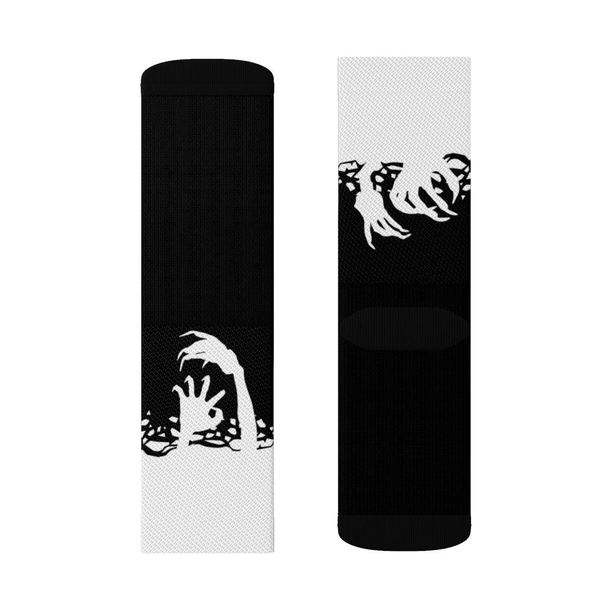 White Zombie Hands Kawaii Creepy Cute Demon Anime Girl Sublimation Socks - kawaiiwaru