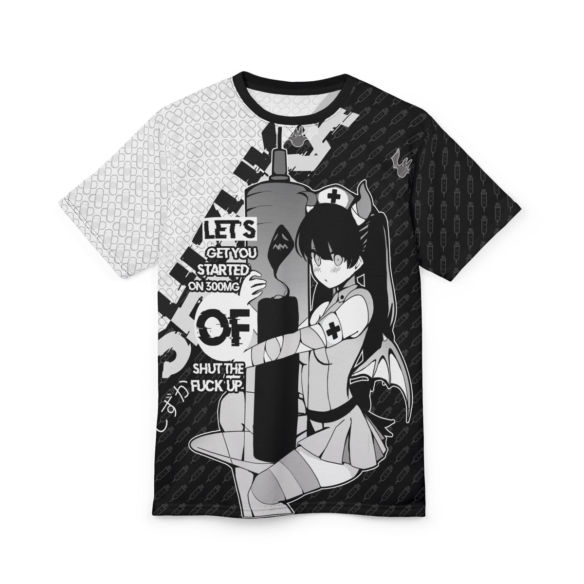 Shizuka - Quiet Nurse Bad Vibes Monochrome V1 - All Over T-Shirt