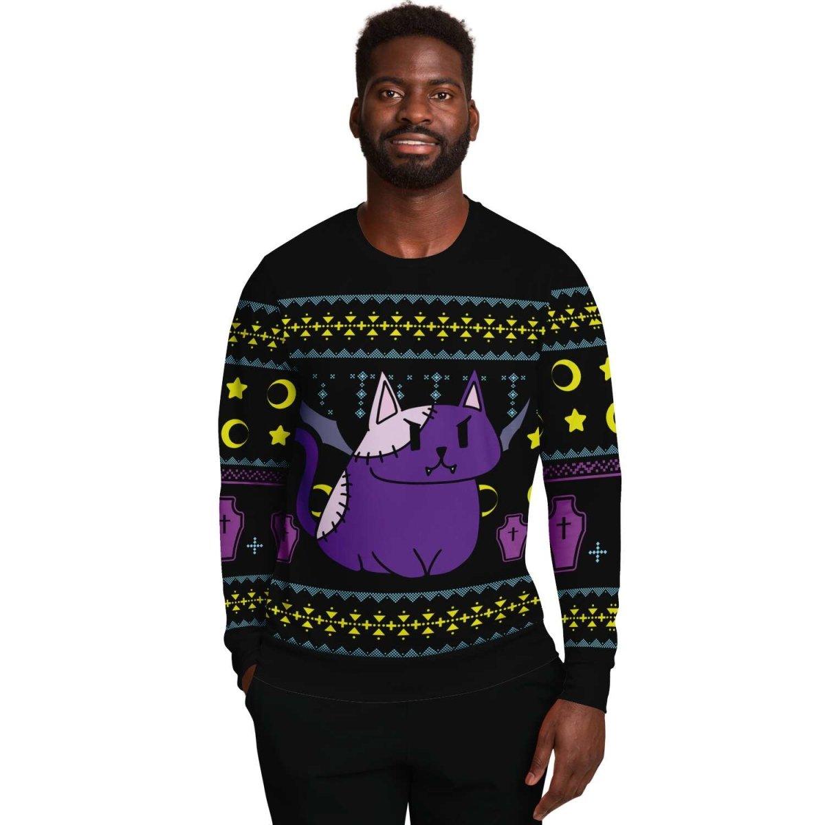 Curse Cat Christmas Unisex AOP Ugly Sweatshirt - kawaiiwaru