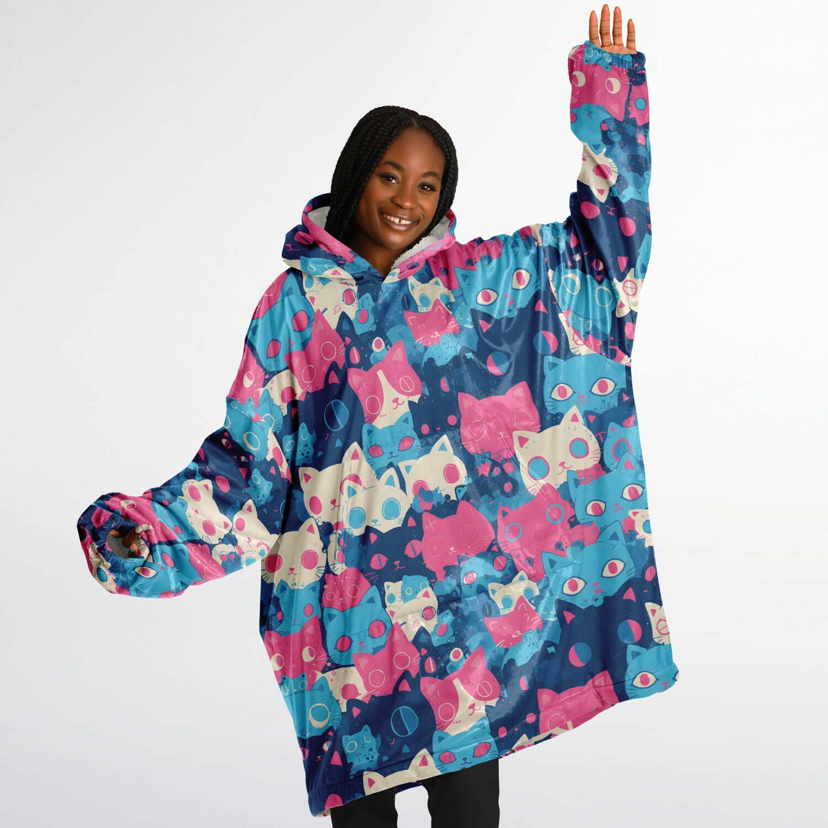 Cute Pastel Cats - Fluffy Snug Hoodie