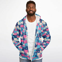 Cute pastel cat pattern Sherpa Jacket Hoodie
