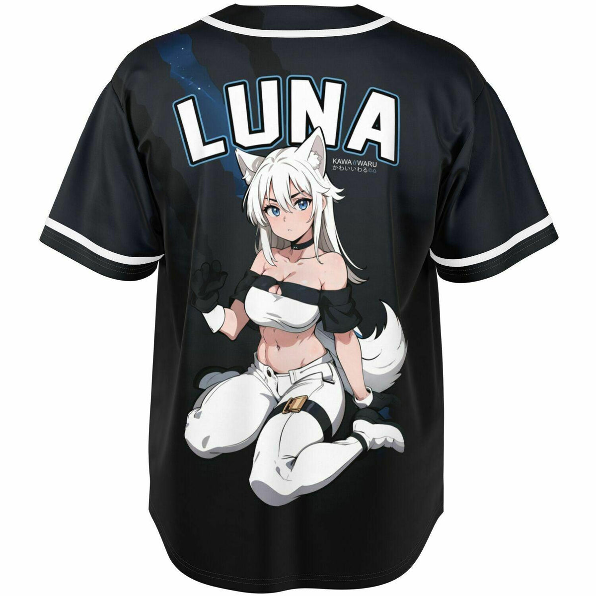 Luna - Wolf anime girl werewolf Unisex Baseball Jersey t-shirt - AOP - kawaiiwaru